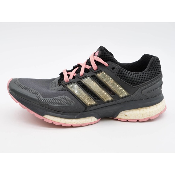 Adidas Running Shoes Womens 8.5 Response Boost 2 Techfit Black Pink Sneakers - Picture 2 of 11